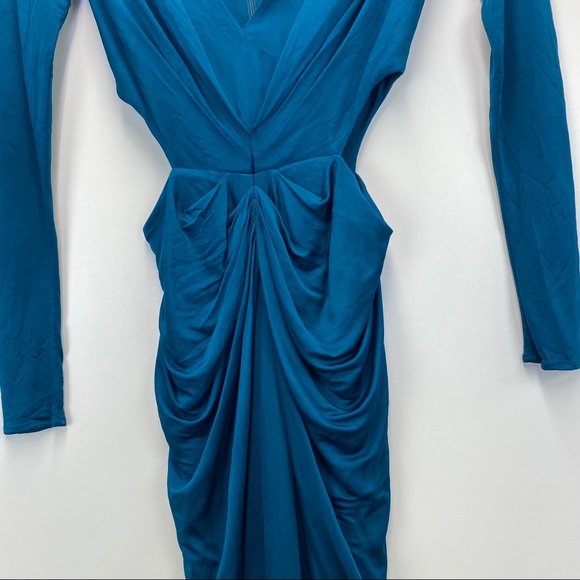 NWT Haney Sara Gown Teal Blue Twist Front Dress - Picture 11 of 16